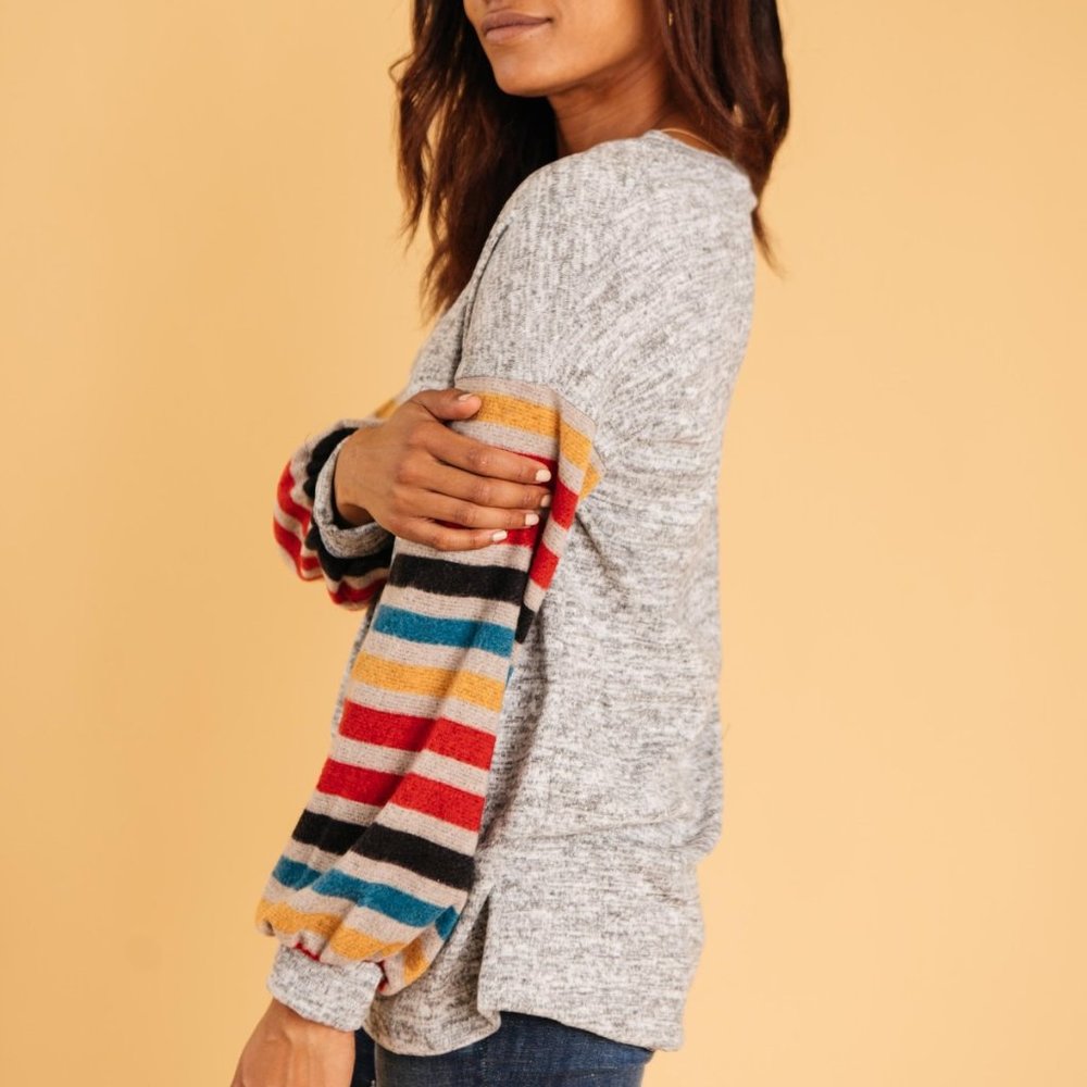 Party Up Your Sleeves Rainbow Stripes Top - Picture 8 of 8